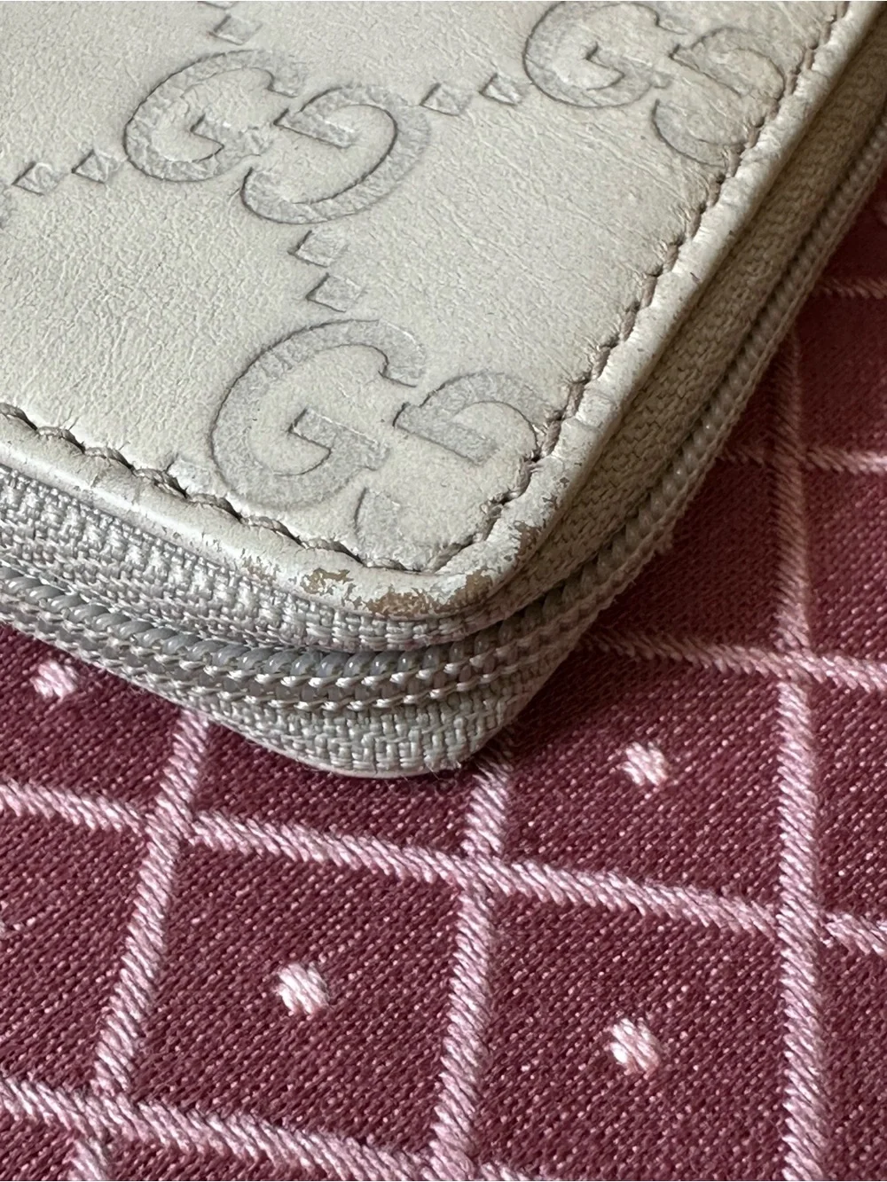 Gucci Guccissima Leather Zip Coin Wallet Ivory GG Compact Mini Wallet Italy - Picture 8 of 13